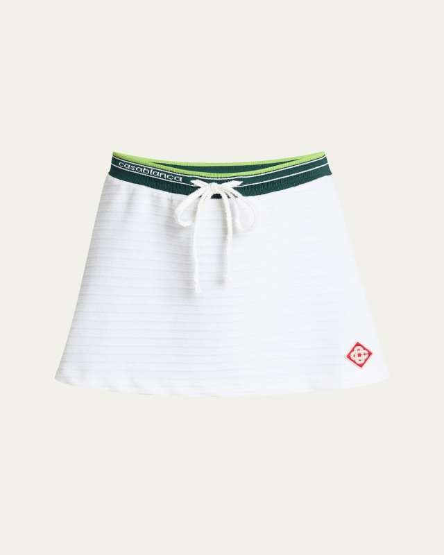 Tennis Drawstring Logo-Band Mini Skirt